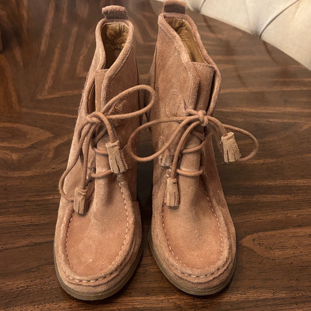Lucky Brand Tan Suede Wedge Boots